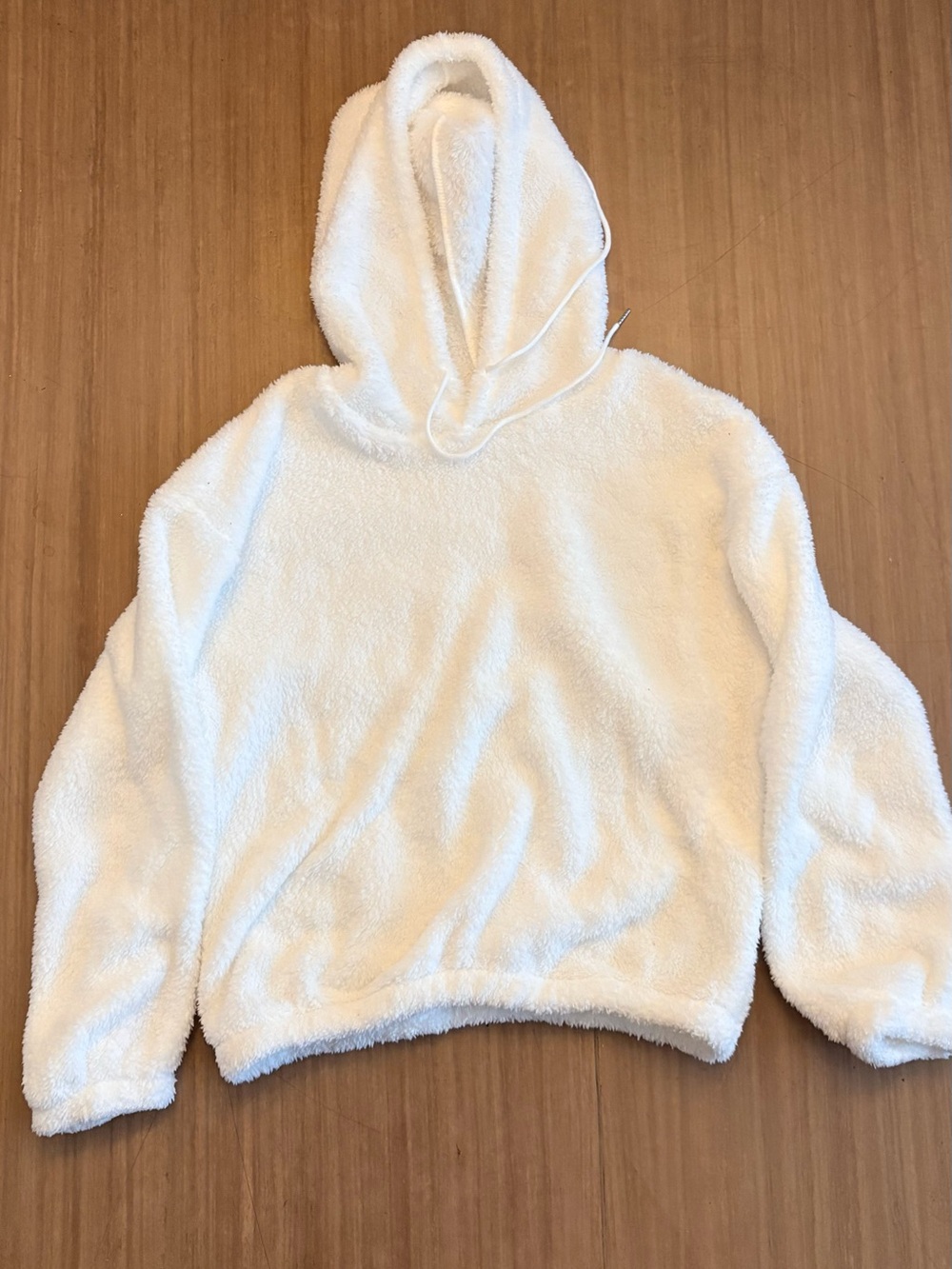 Cozy Plush White Hooded Pullover